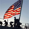 Silhouette of a soldier and the American flag