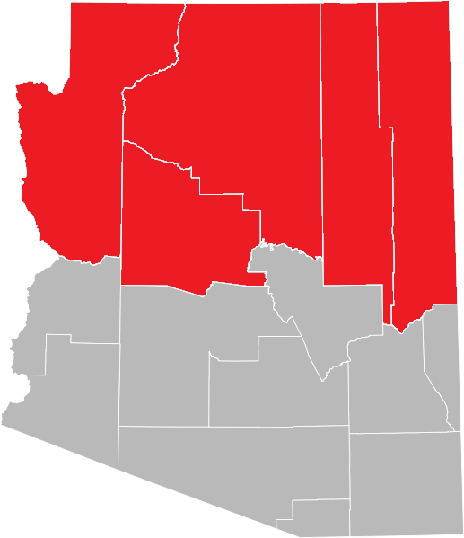 Mohave, Coconino, Yavapai, Navajo, Apache Map