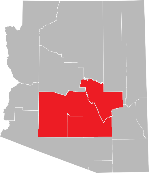 Pinal, Maricopa, and Gila map